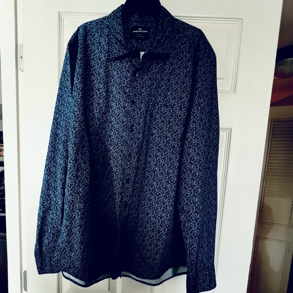 XL Men’s Rodd & Gunn Sports Fit Long Sleeve button down Shirt Italy Blue Print